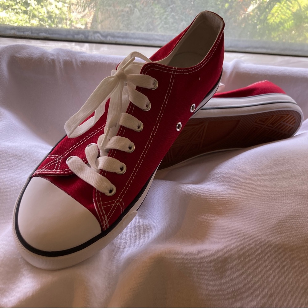 Red Low Tops Canvas Sneakers- NEW